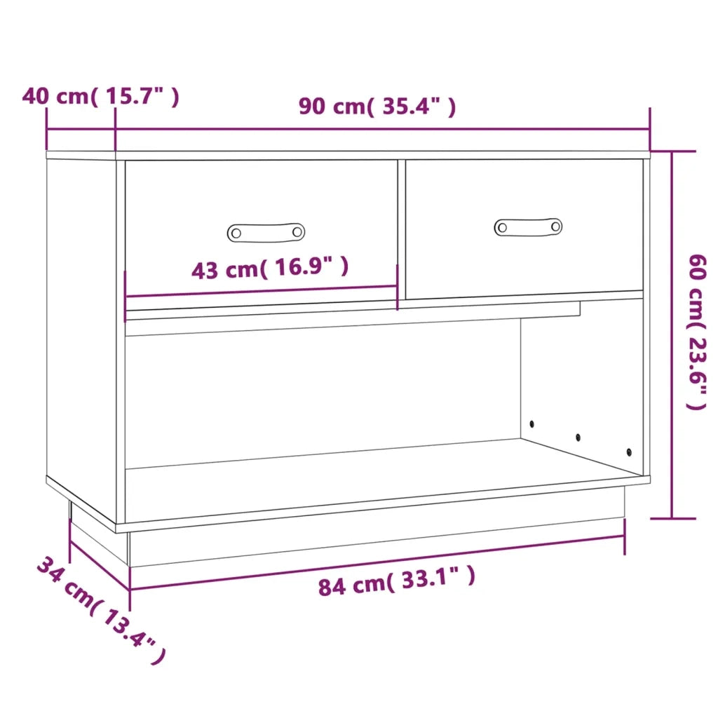 Mobile Porta TV 90x40x60 cm in Legno Massello di Pino 821522