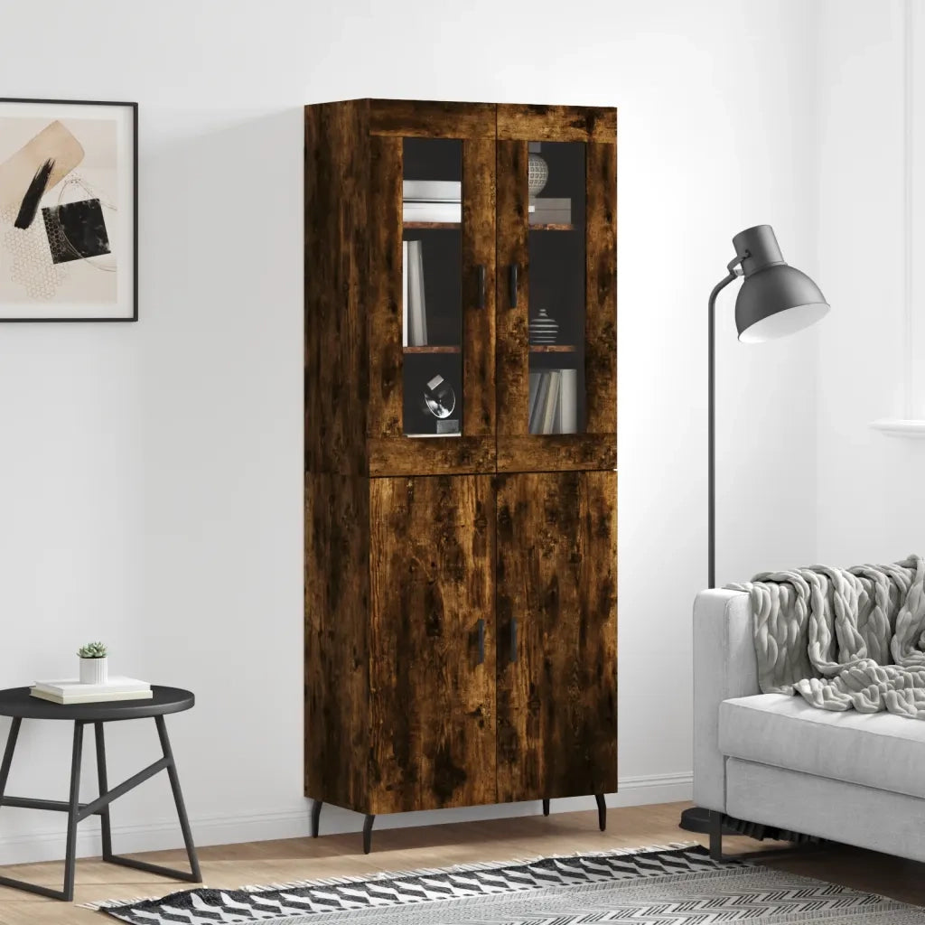 Credenza | Madia | Buffet da pranzo | Armadio da pranzo Rovere Fumo 69,5x34x180 cm in Legno Multistrato