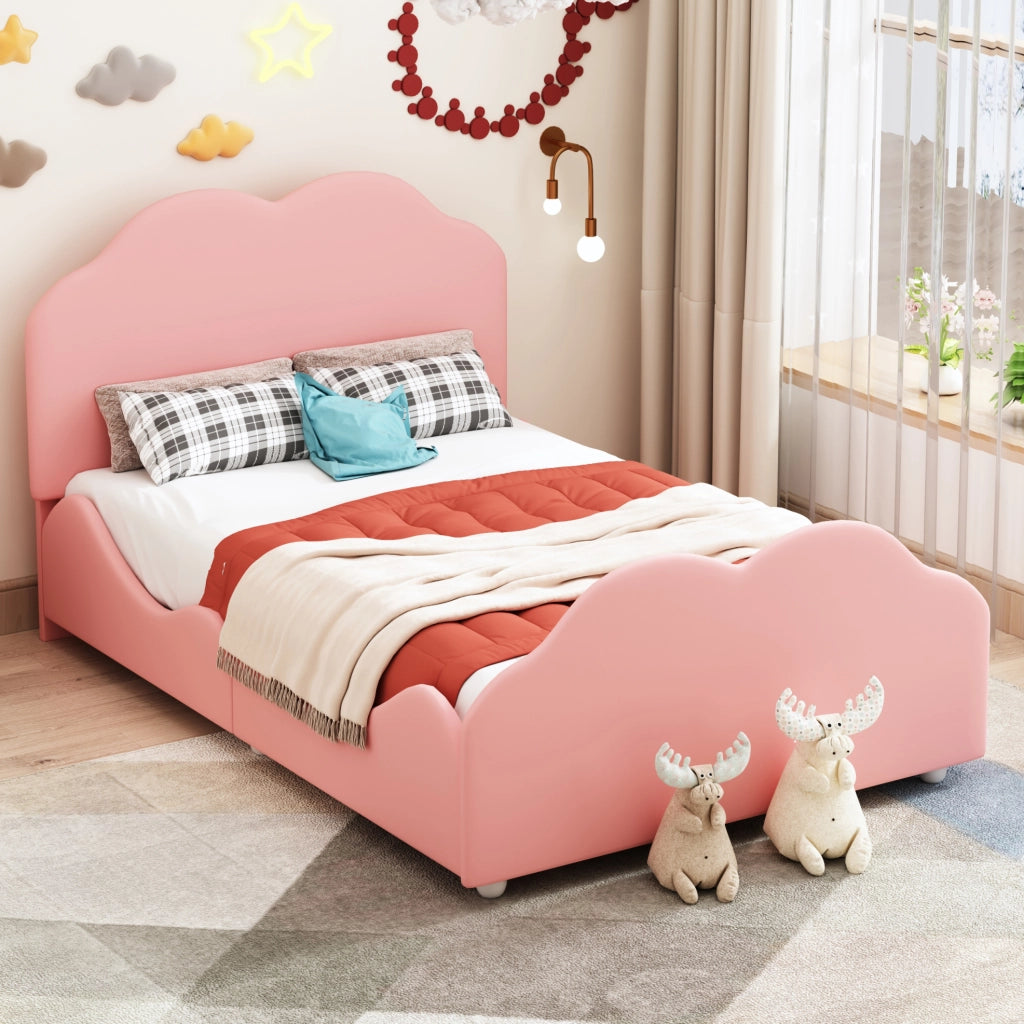Letto imbottito per bambini 90 x 200 cm con sponde alte; velluto rosa