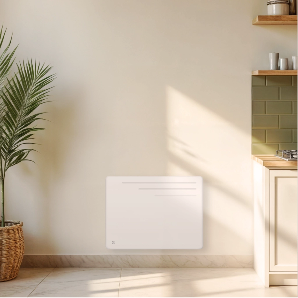 Radiatore elettrico fisso ad inerzia secca in ghisa 1000W MOTU orizzontale bianco