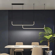 Trade Shop - Lampadario Sospensione 42w Lineare Orizzontale Minimal Moderno Nero Luce Led 50452 -
