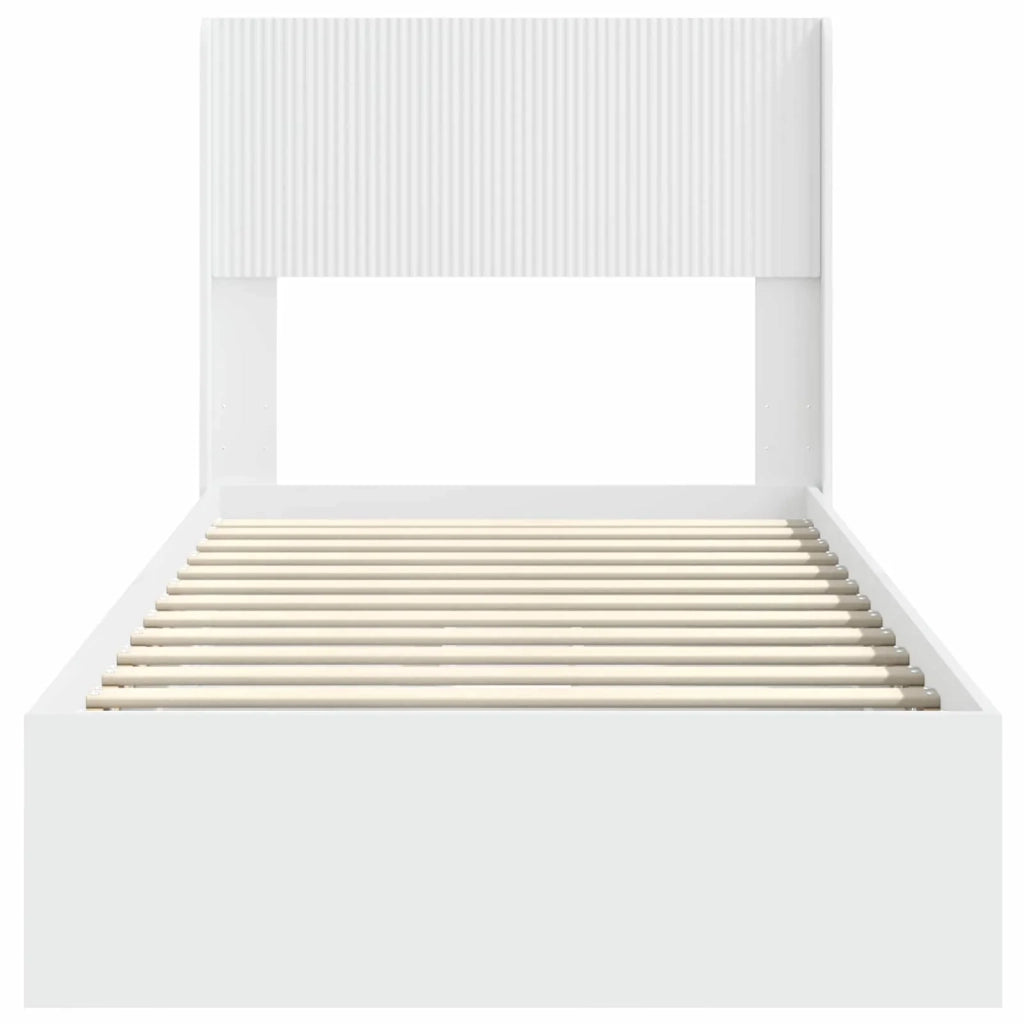 Struttura del letto con stoccaggio e testata Bianco 75 x 190 cm