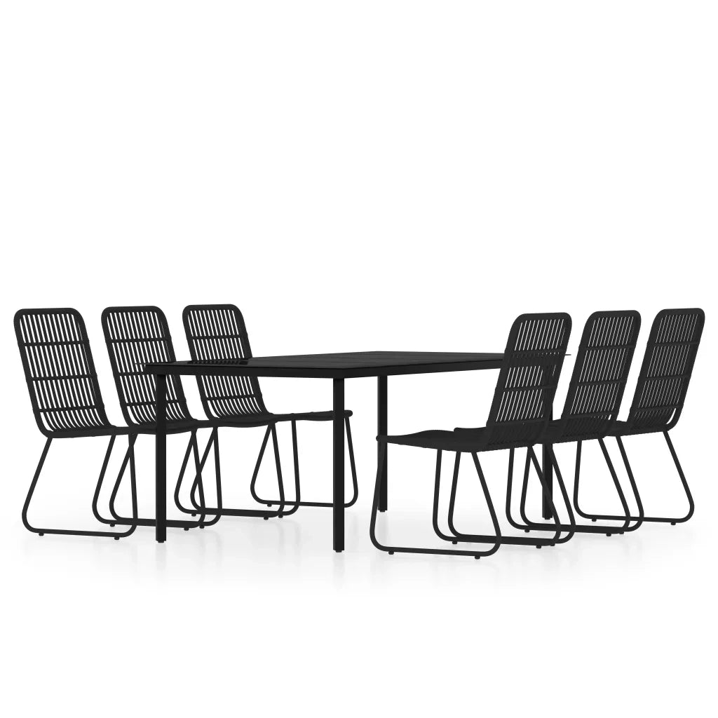Set da Pranzo per Giardino 7 pz con Cuscini Nero 3099171