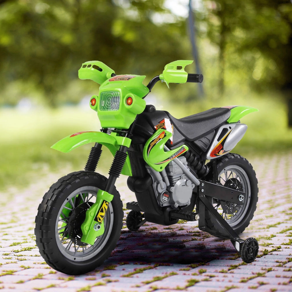 Moto Elettrica per Bambini con Rotelle ¨C zephmum ¨C Verde 102x53x66cm