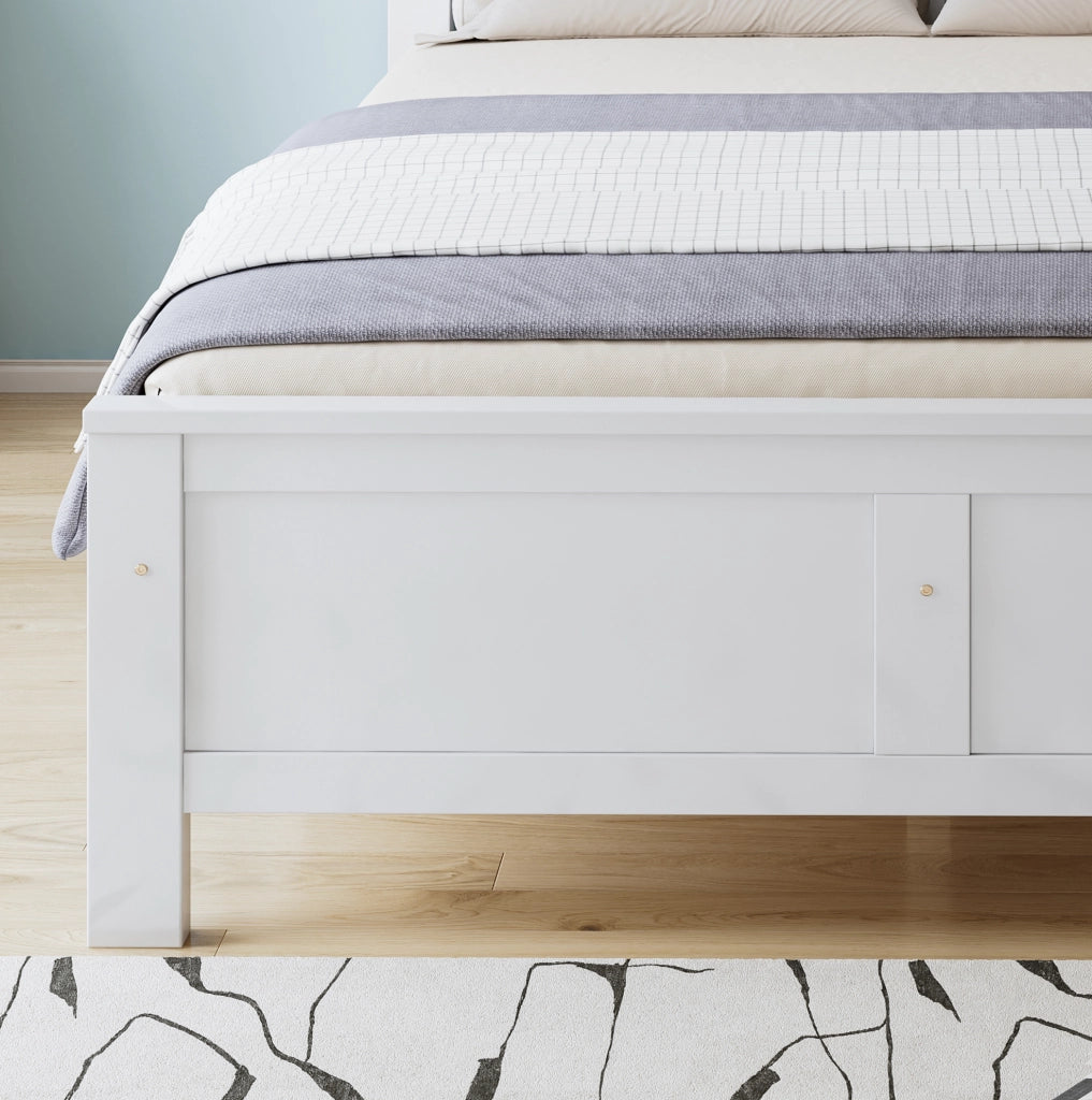 Letto matrimoniale 140x200 cm con 2 cassetti; struttura in legno massello e MDF; bianco