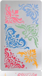 Stencili metallici per combustione del legno - Disegni di fiori e angoli in acciaio inossidabile - Stencili con bordo di recupero - Scrapbooking e graviaggio - 10 cm di larghezza - Materiali artigianali creativi