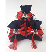 Trade Shop - Set 12pz Sacchetto Nero Laurea Juta 10x12cm Bomboniera Bomboniere Porta Confetti -