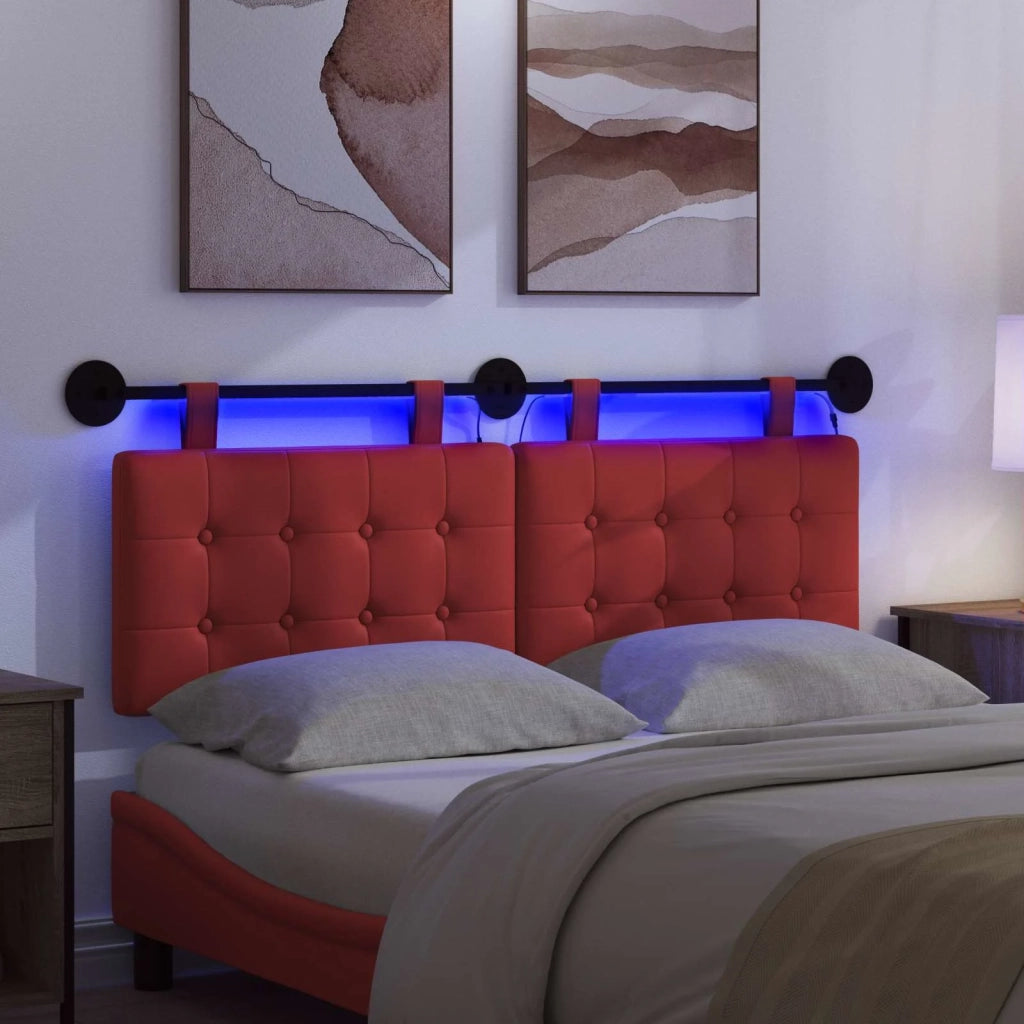 Testiera sospesa Con luce LED Rosso Similpelle