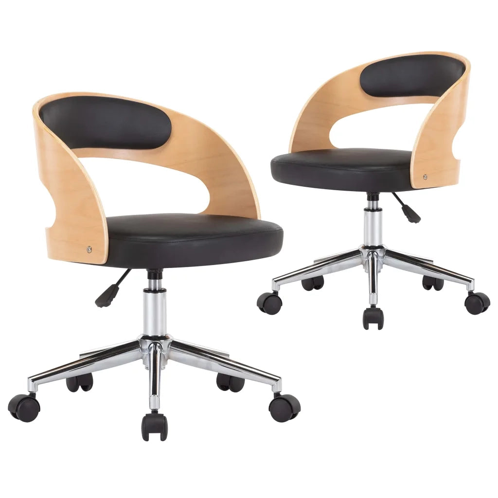 Sedie da Pranzo Girevoli 2 pz Nere in Legno Curvo e Similpelle cod mxl 9250