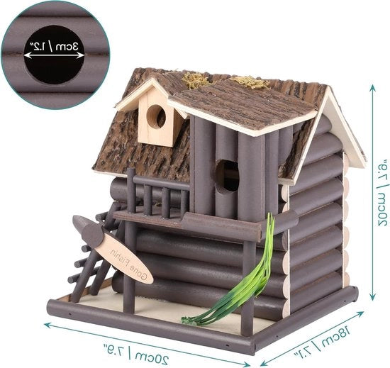 Nido per Uccelli in Legno per Giardino e Balcone - Unico Riparo per Uccelli - Indipendente e Decorativo - Attrae Uccelli di Giardino