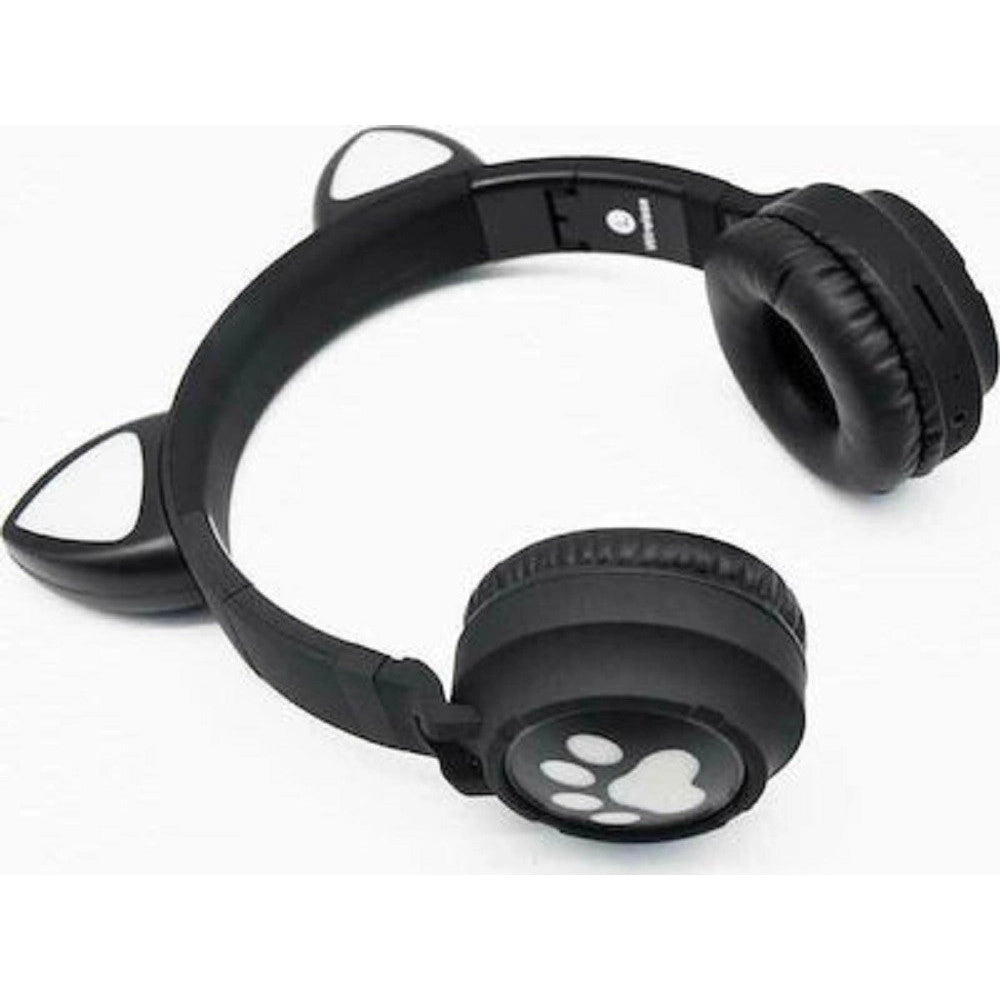 Trade Shop - Cuffie Auricolari Q-em3 Wireless Bluetooth Filo Orecchio Di Gatto Led Microfono -