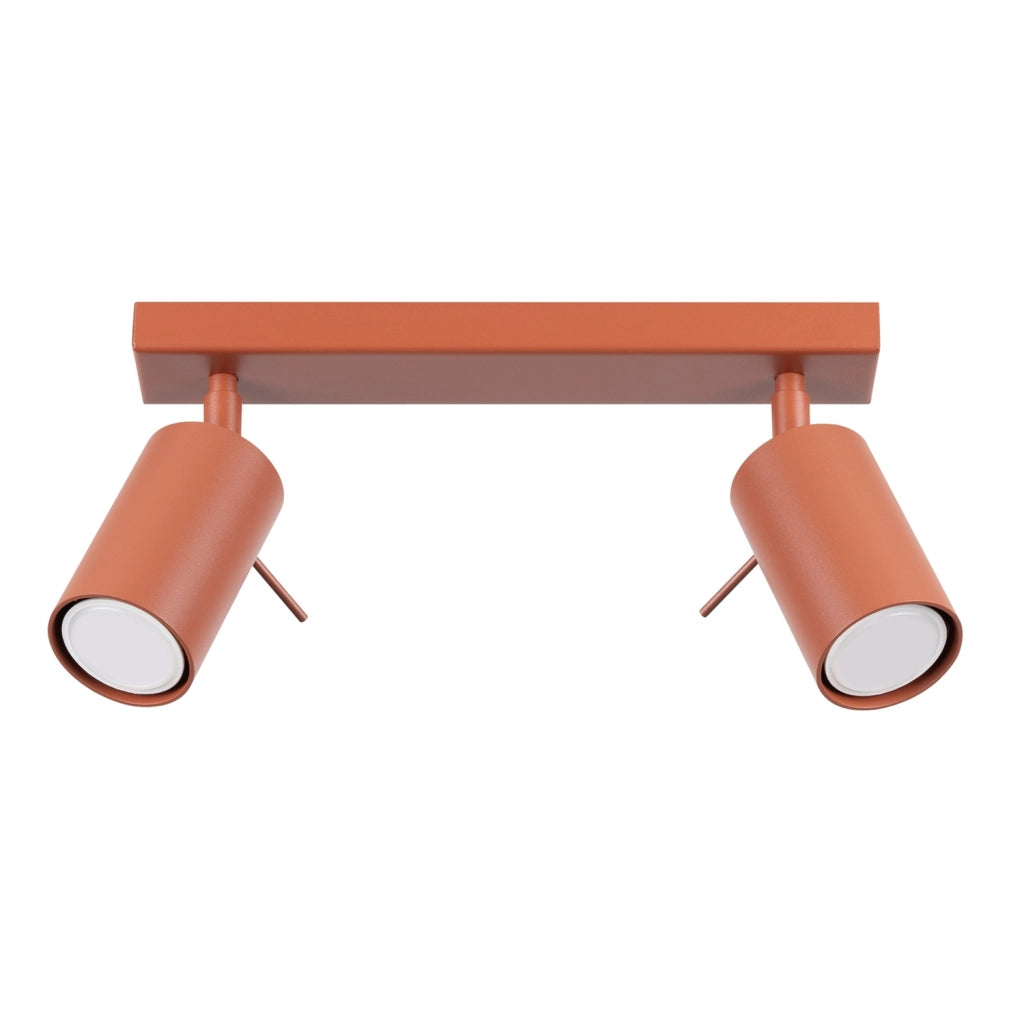 Plafoniera TORQUE rossa ocra 2 spot GU10 su barra 30cm