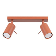 Plafoniera TORQUE rossa ocra 2 spot GU10 su barra 30cm