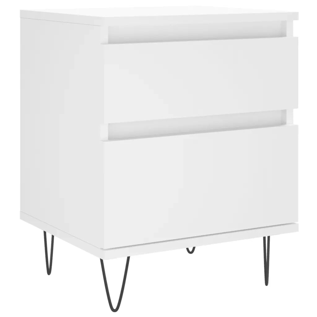Set di 2 Comodini | Armadio da Notte | Mobiletto da notte Bianchi 40x35x50 cm in Legno Multistrato