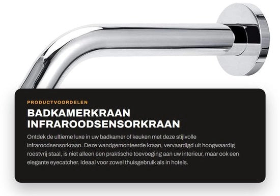 Infrarod sensore con rubinetto in acciaio inossidabile - impermeabile all'acqua fredda - facile da installare - adatto per la cucina e la camera da bagno - inclusi tubi per acqua calda e fredda - rubinetto con sensore infrarosso