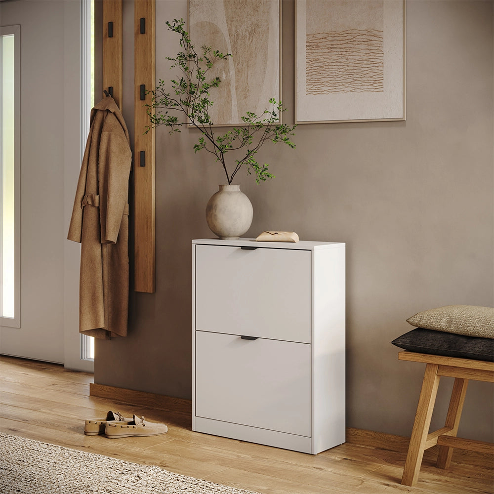 Scarpiera da ingresso Gizmo Bianco/Nero 59 x 77.6 cm con 2 scomparti Vicco