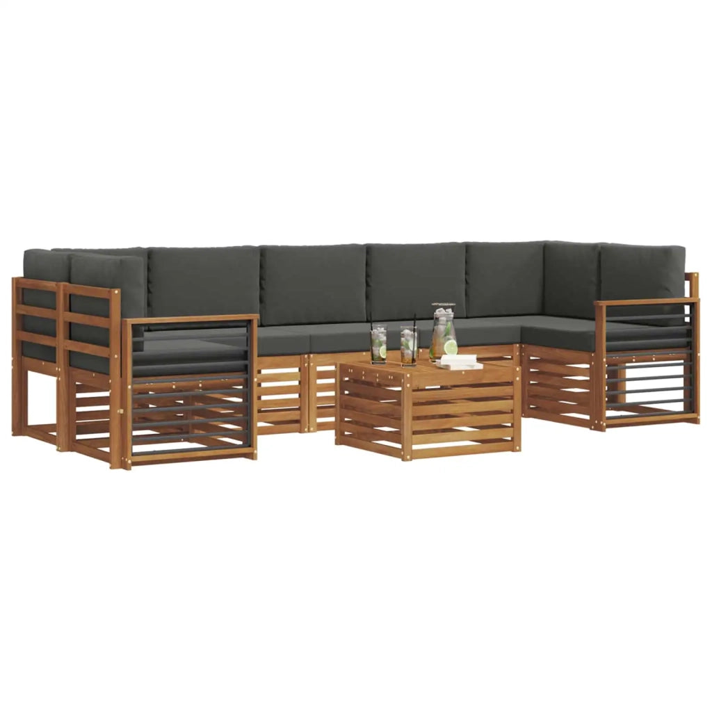 Set di divani da esterno con cuscino 8 pcs Naturale e Antracite 3374542