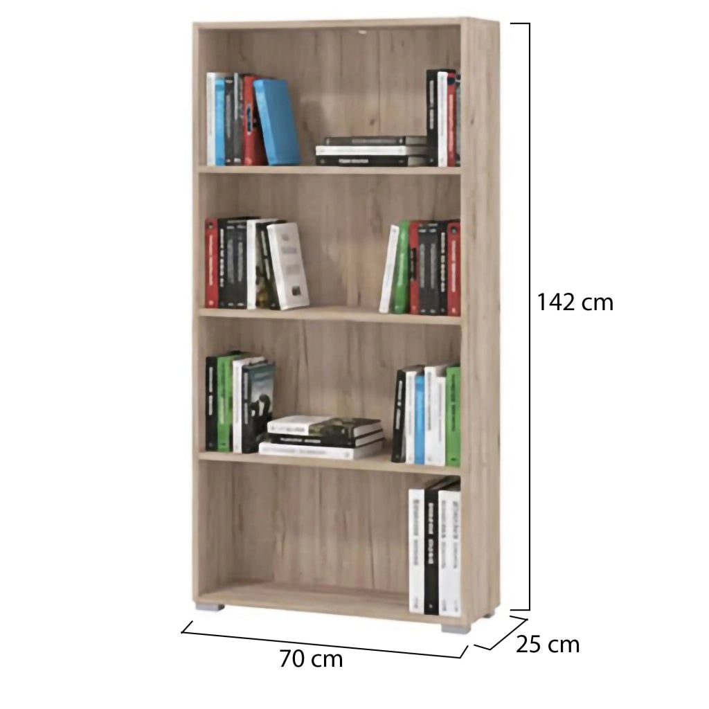 Biblioteca Prisco, Libreria 3 Ripiani, 70x24.5x142h cm Marrone Rovere Grigio