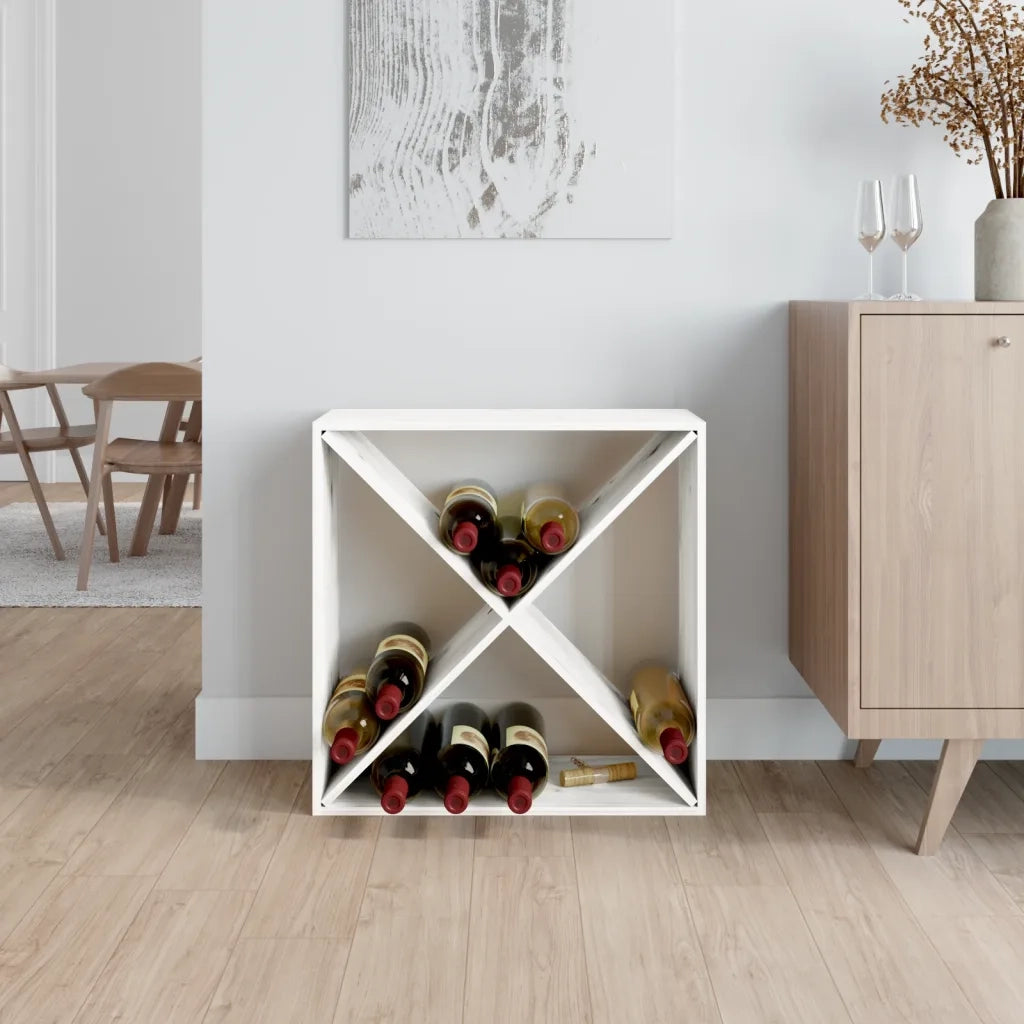 Portabottiglie Bianco 62x25x62 cm in Legno Massello di Pino 821760