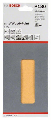 2608605229 - Sert 10 fogli abrasivi C470 , P180, 93 X 230mm , BEST for LEGNO+VERNICE