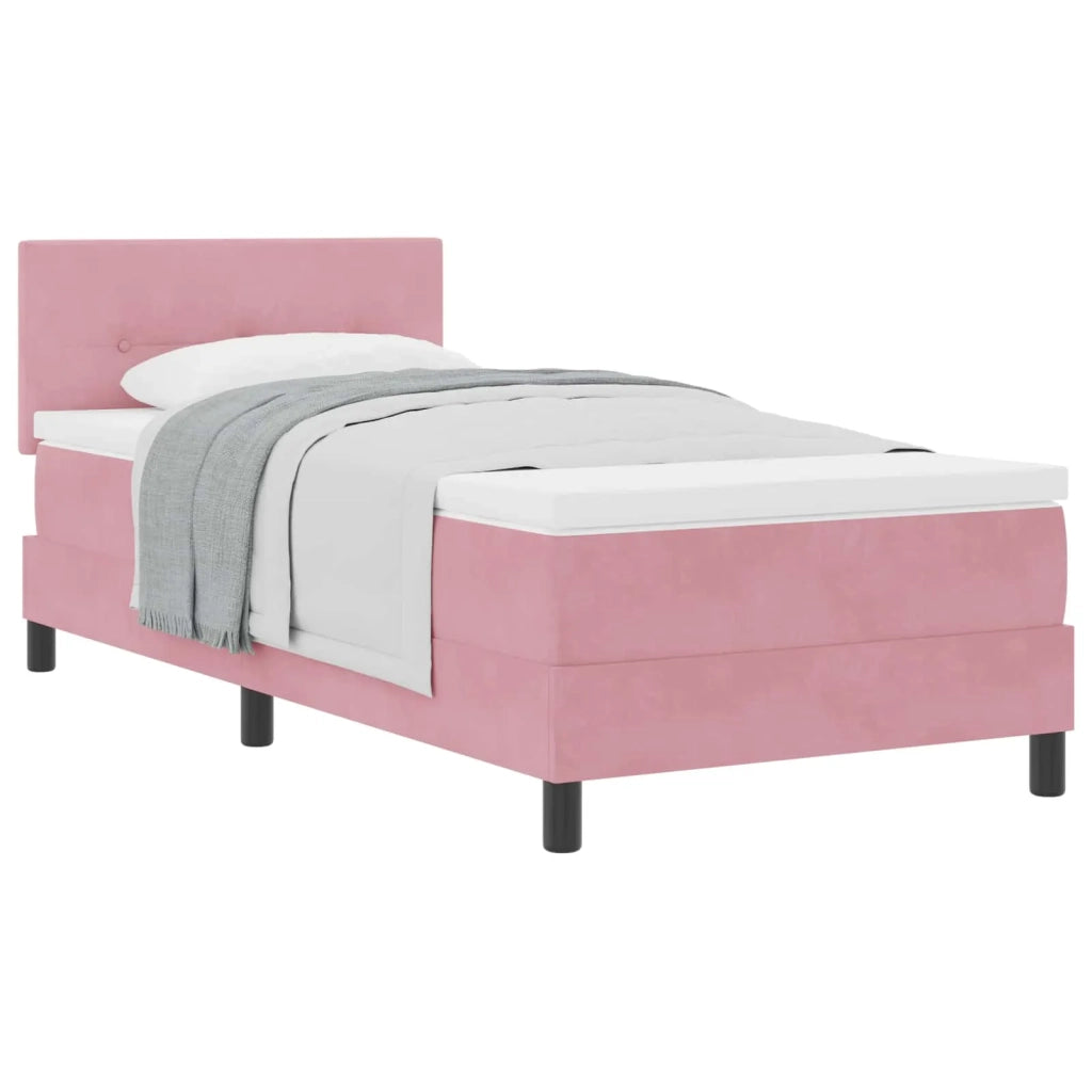 Letto a molle con materasso Rosa 80 x 200 cm Velluto 3339139