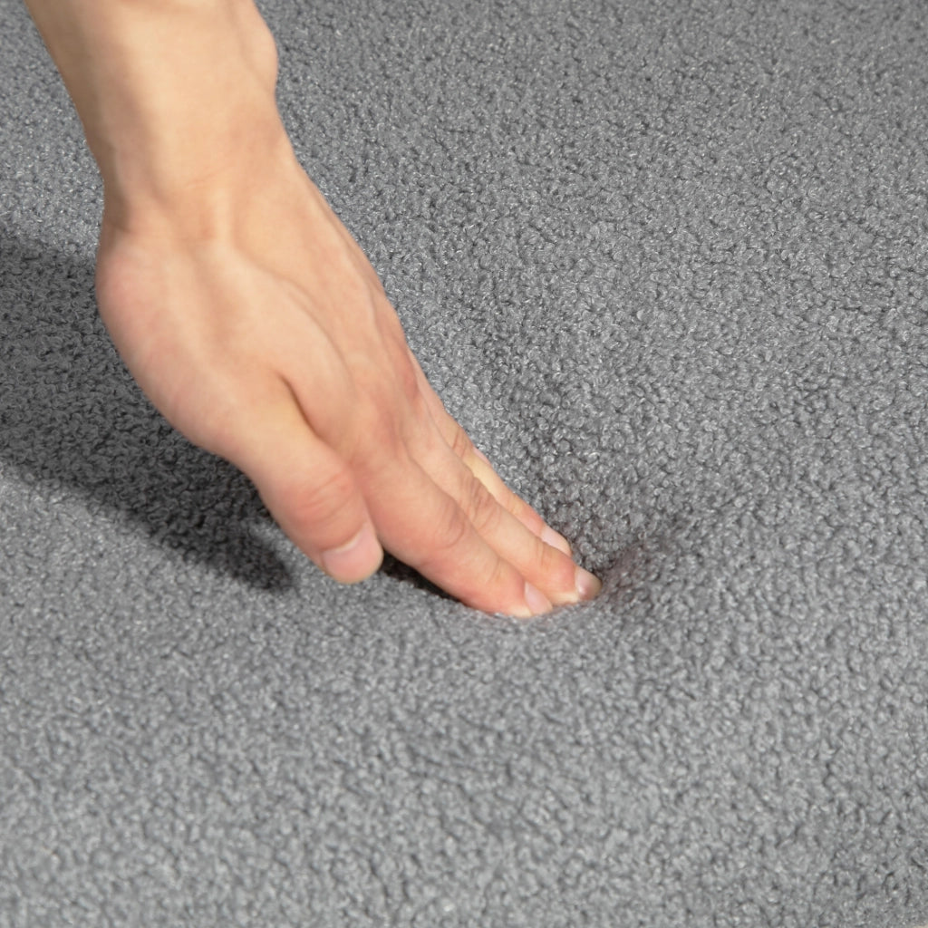 Poltrona con Poggiapiedi ¨C Zephmum ¨C Grigio Boucl¨¦ Tessuto Dondolo