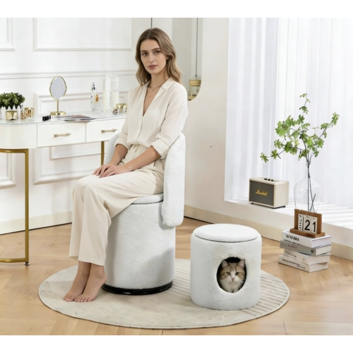 Sedia Girevole Imbottita con Contenitore ¨C MINIMAL ¨C Velluto, Multifunzionale