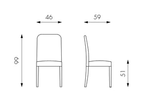 Set 2 Sedie 59x46xH99 cm in Similpelle Anita Tortora