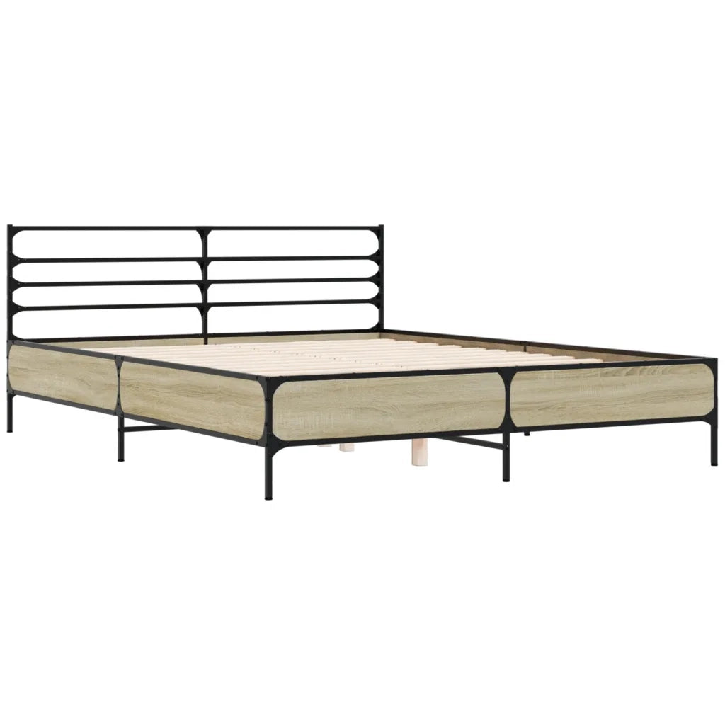 Giroletto-Struttura Letto Rovere Sonoma 160x200 cm in Legno Multistrato Metallo 323910