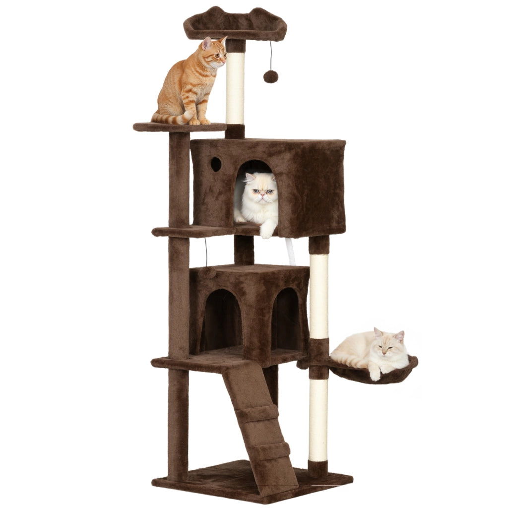 Tiragraffi per Gatti 160 cm ¨C Xylo ¨C con Piattaforme Letto Cucce Amaca Sisal Marrone