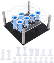 Pezzi da scacchi in silice - Set da 16 pezzi - Resina epoxy per infusione - Sostegni per pezzi da scacchi - Decorazione DIY per casa - Translucido/Nero/Bianco/Argento - Scacchiera