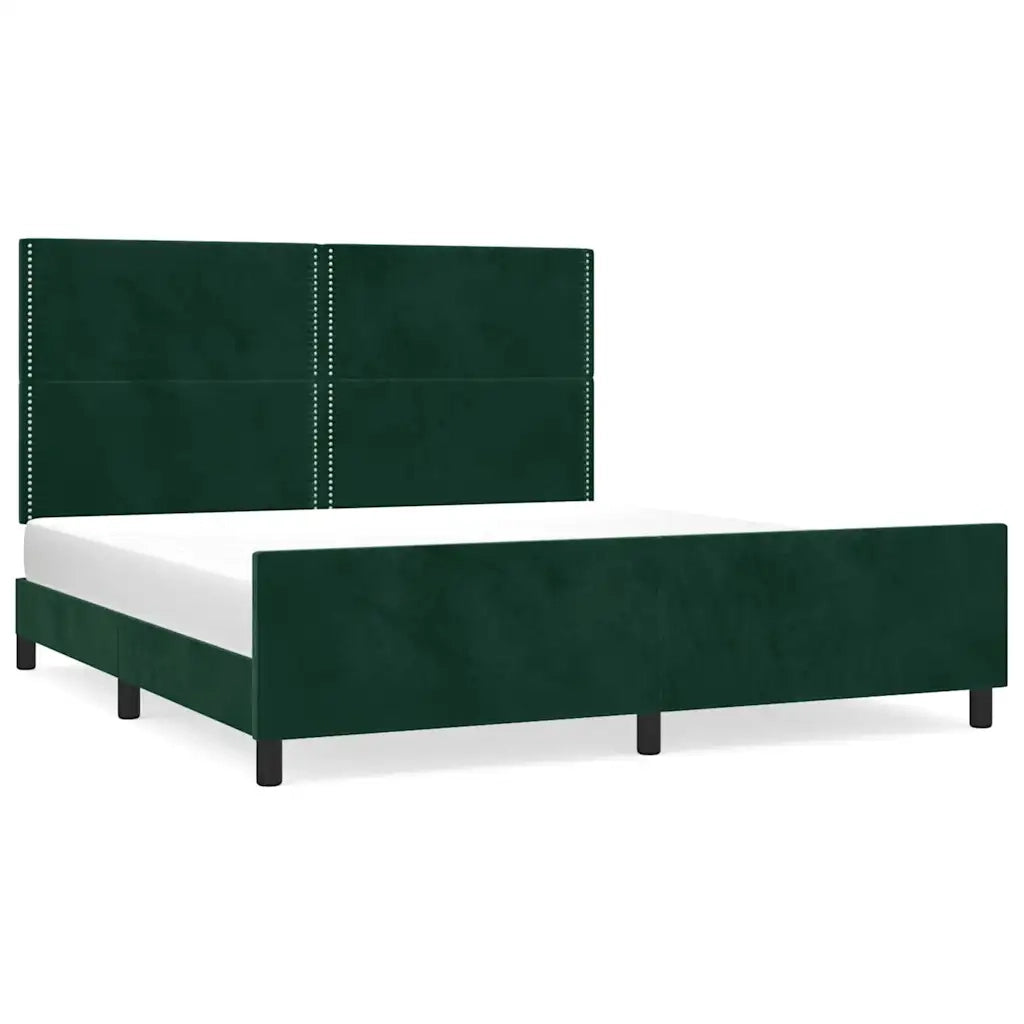 Giroletto senza Materasso Verde Scuro 200x200 cm in Velluto 3125717