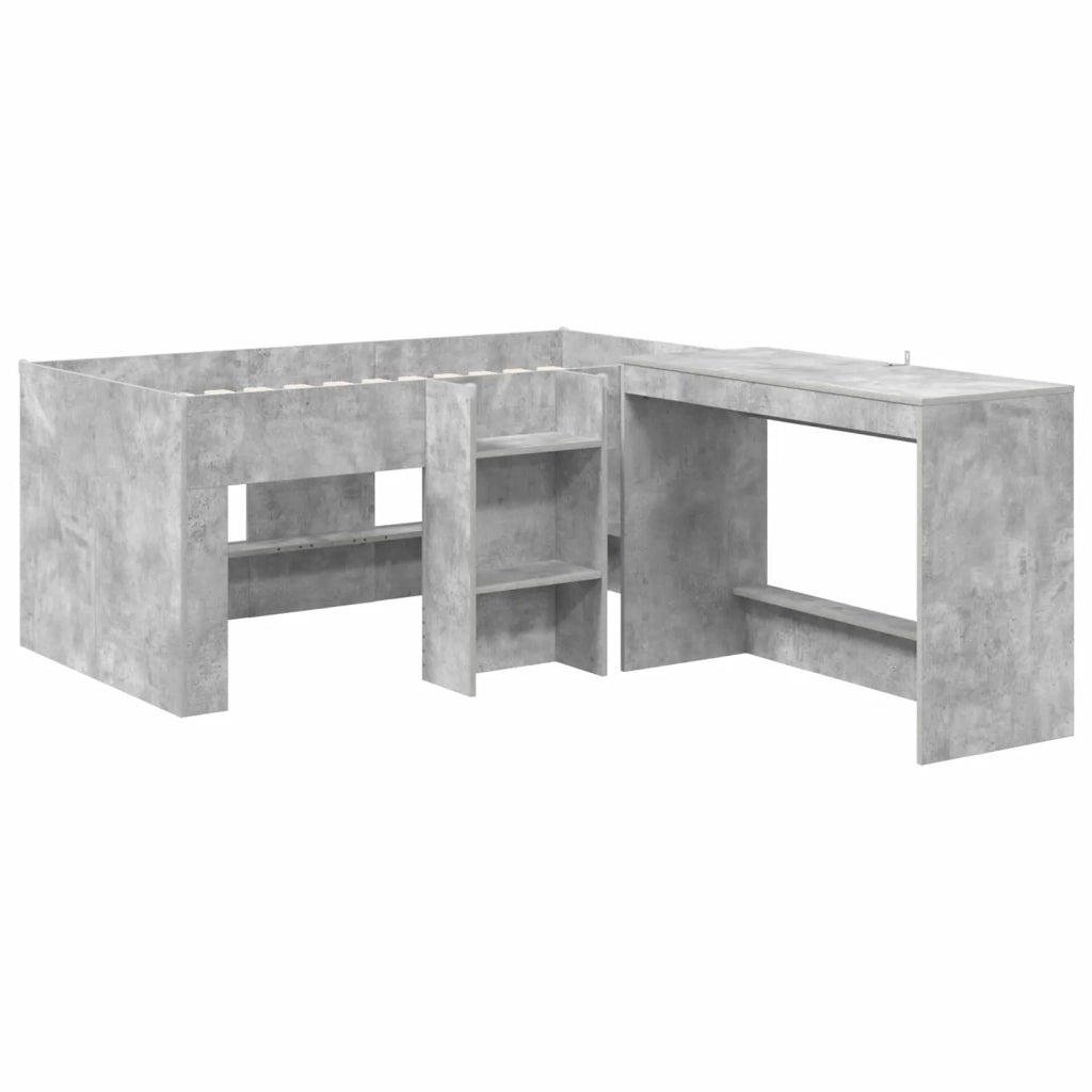 Letto alto per bambini con scrivania 2 pz Grigio Cemento 3423465