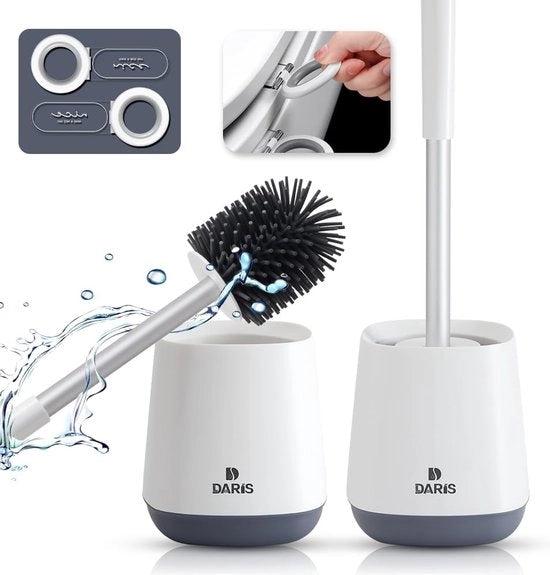 Pacchetto di 2 Spazzola per il Water e Orecchio, Spazzola per il Water con Lunga Lama in Acciaio e Setole Tendili per Bagno. Pulizia Rapida dei Tratti del Water, Spazzola per il Water per un Water Pulito e Igiene.