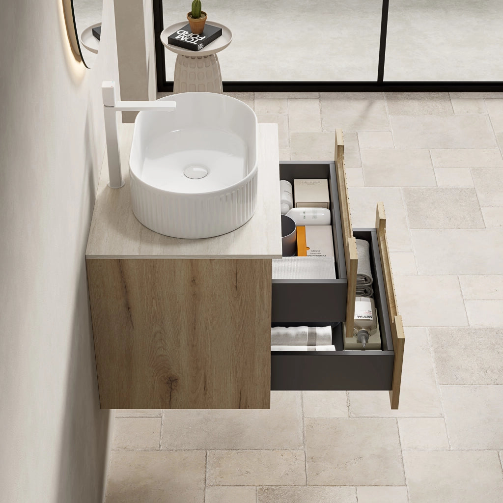 Mobile sottolavabo con 2 cassetti e chiusura soft close - per bagno - 60×46×62.2 cm - bianco
