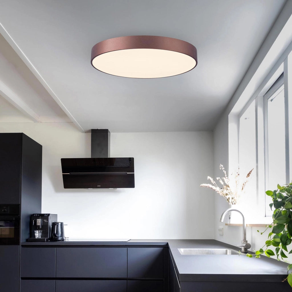 Plafoniera tonda LED 42W MENKAR 400 CCT 3000K 4000K lampada soffitto parete luce interni 3200lm 40cm 230V COLORE MARRONE