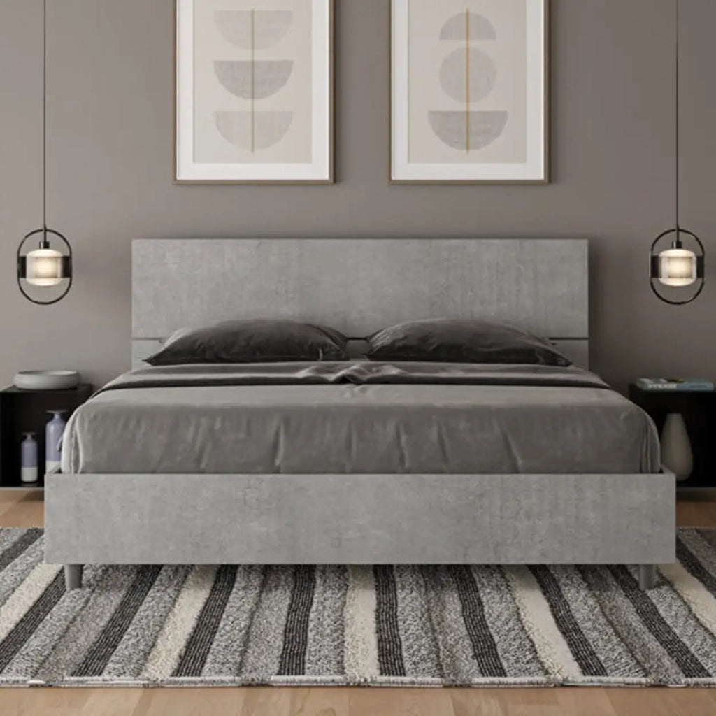 Letto matrimoniale senza rete 160x200 testata dritta cemento Demas