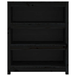 Libreria Nera 80x35x97 cm in Legno Massello di Pino