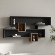 Roddino, Mensola 4 Ripiani, 120x22x75h cm Nero Antracite