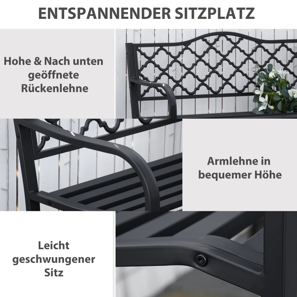 Panchina da Giardino 2 Posti ¨C zephmum ¨C Metallo Grigio Antracite 128x58.5x89 cm