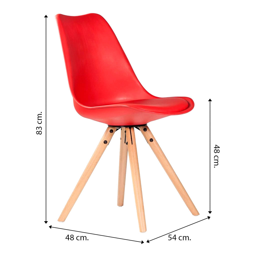 Sedia rossa in polipropilene 54x48x83/48h