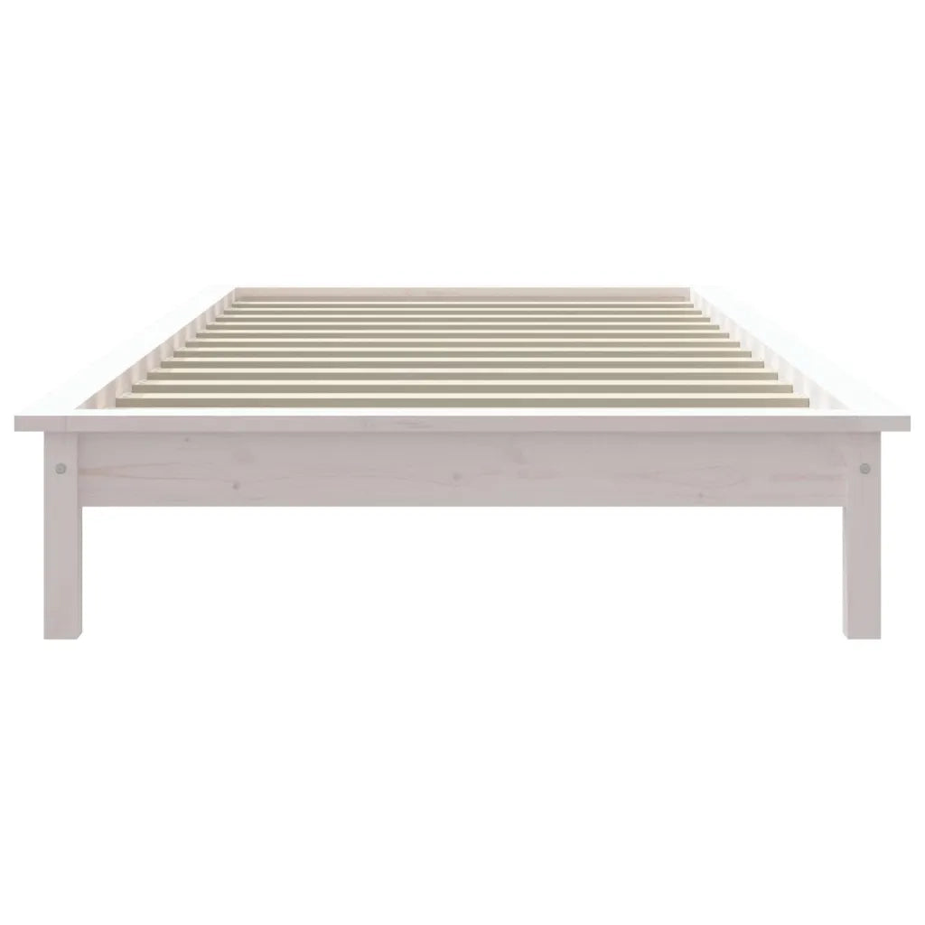 Giroletto-Struttura Letto Bianco 90x200 cm in Legno Massello di Pino
