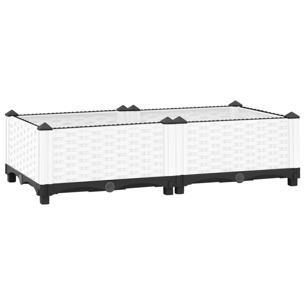 Fioriera rialzata per piante fiori terrazza giardino 80 x 40 x 23 cm polipropilene bianco 02_0039234