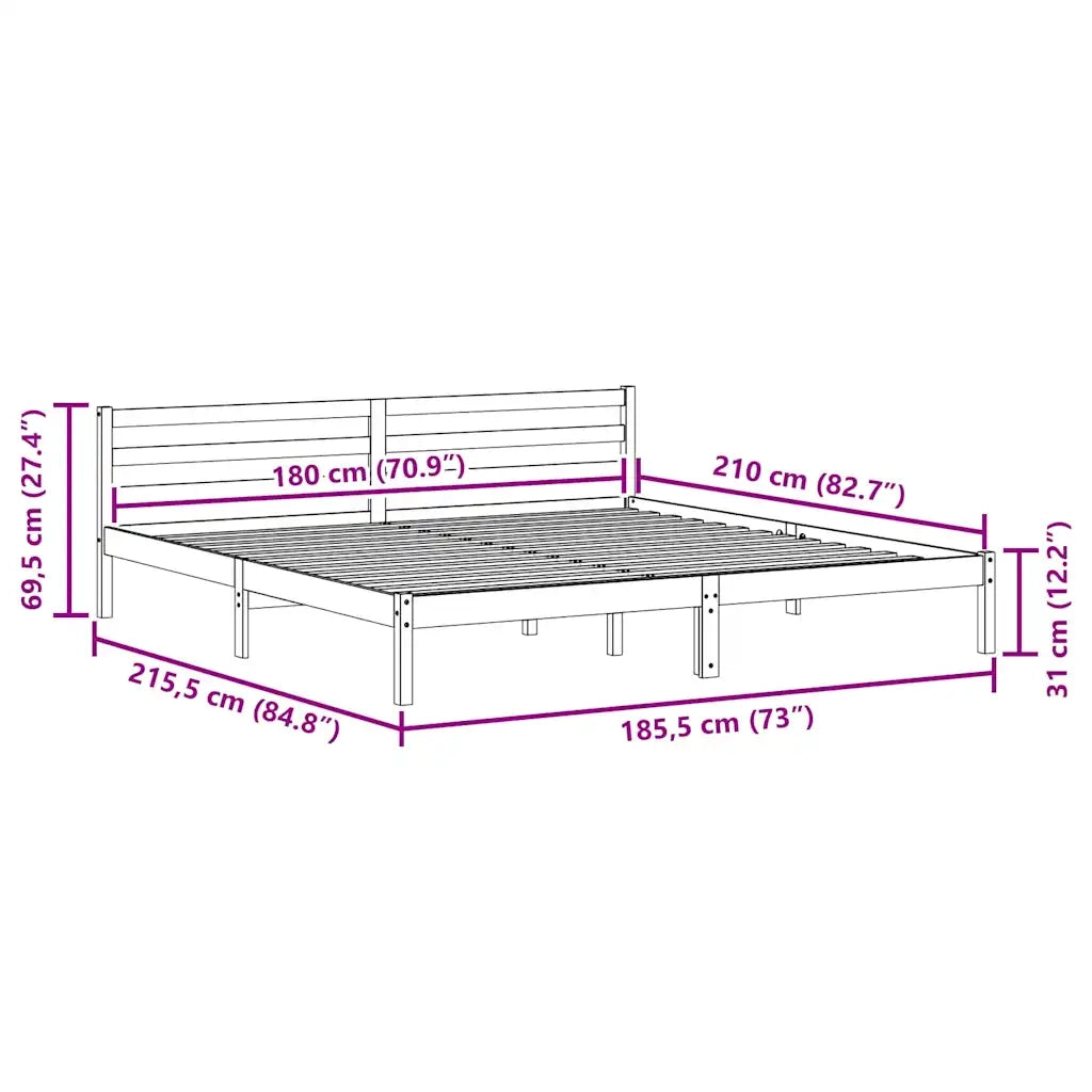 Struttura del letto con testiera Bianco 215,5 x 185,5 x 69,5 cm 869771