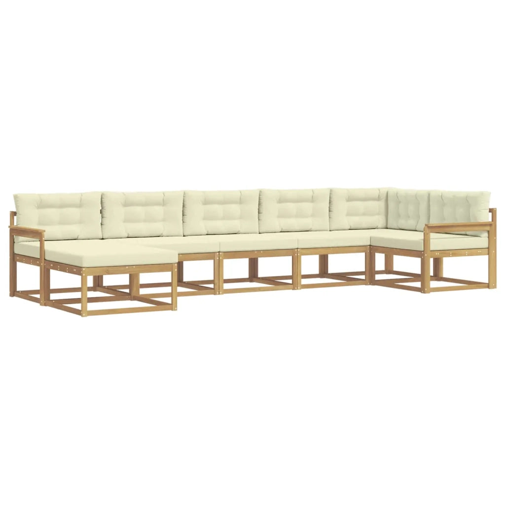 Set di divani da esterno con cuscino 7 pcs Bianco e Crema