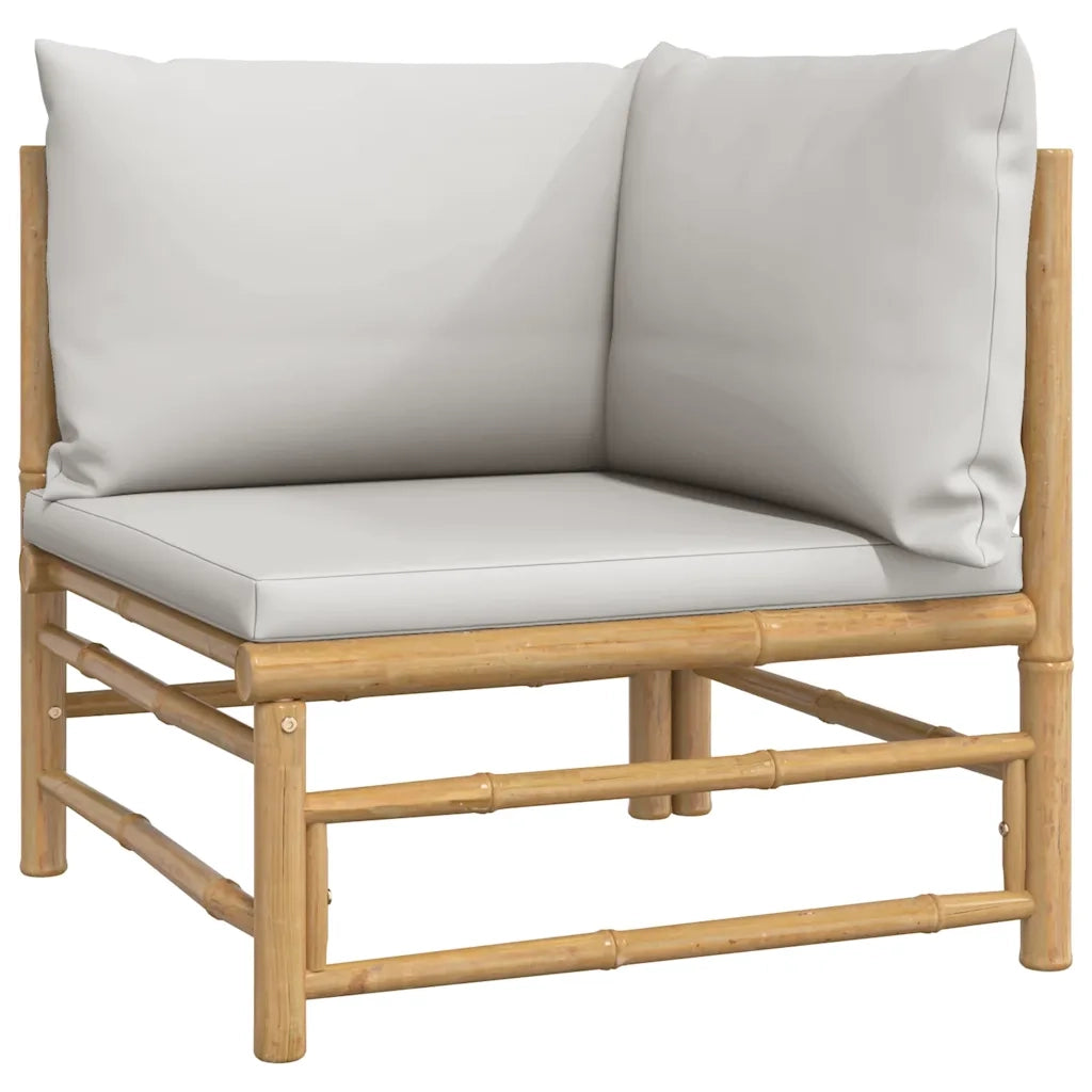 Divano Angolare da Giardino con Cuscini-Sofa da Giardino-Divanetto da esterno Grigio Chiaro Bamb¨´