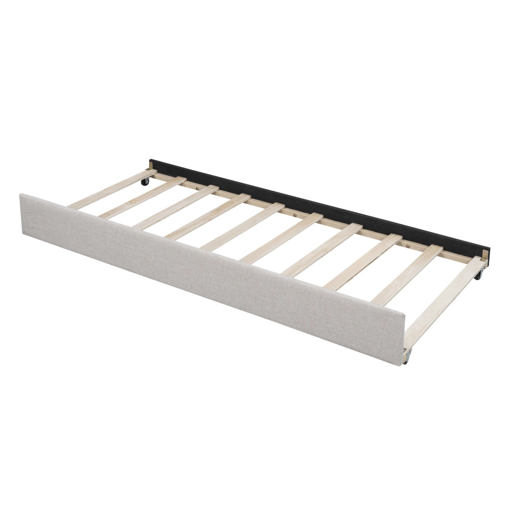 LETTO Singolo imbottito 90x200 cm con letto estraibile Beige