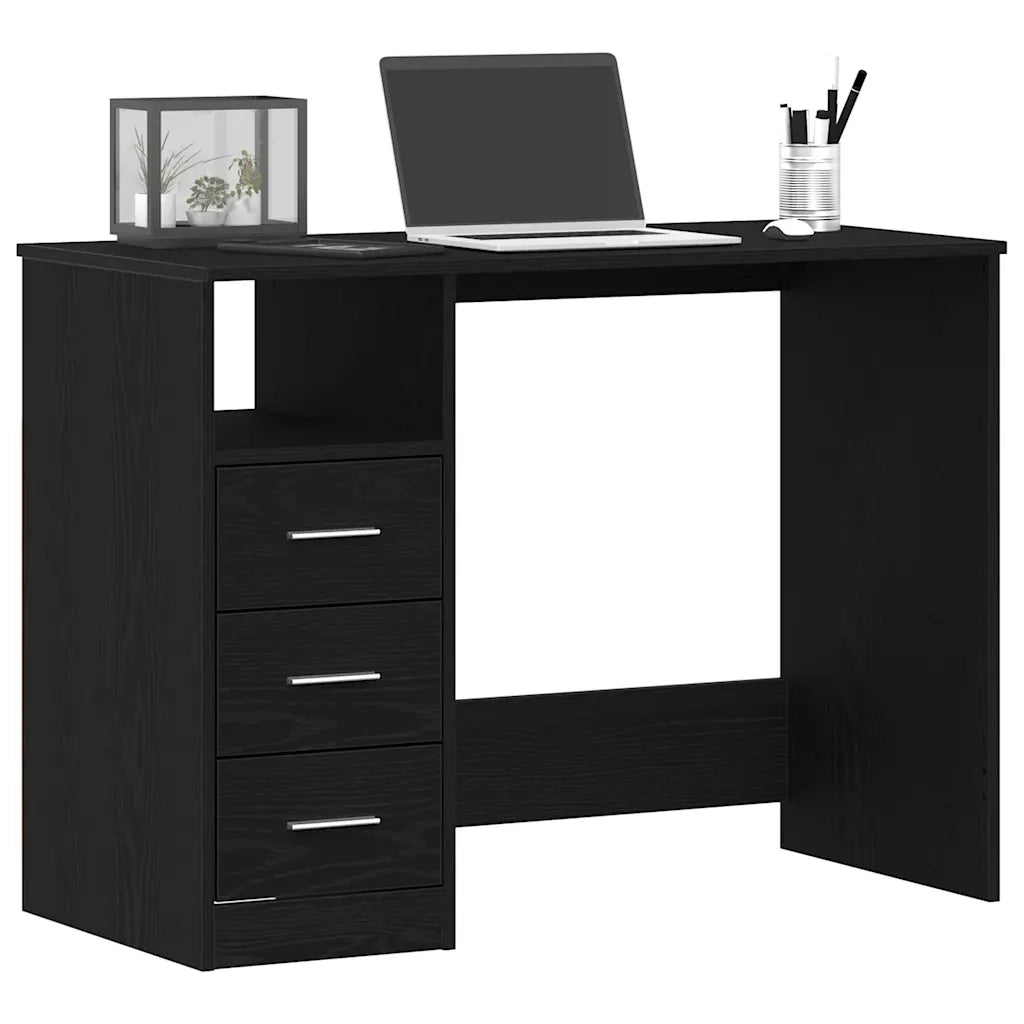 Scrivania Cassetti Rovere Nero 102x50x76 cm Legno Multistrato 861993