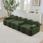 Divano modulare senza telaio 288x98x70 cm in velluto verde; seduta profonda