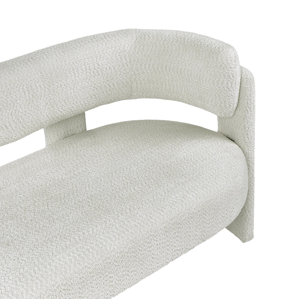 Divano a 2 posti in ciniglia di poliestere bianco sporco moderno e confortevole con seduta e schienale curvi in stile scandinavo
